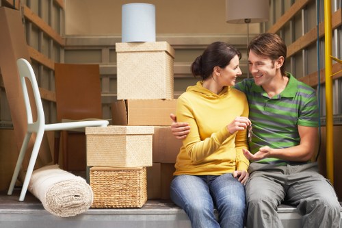 Packed moving truck with belongings